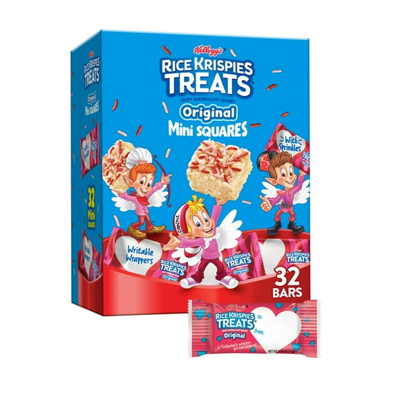 Rice Krispies Treats Original with Holiday Sprinkles Chewy Mini Marshmallow Snack Bars, Valentine's Day Treats, 12.4 oz, 32 Count