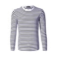 thumbnail image 2 of INSPIRE CHIC T-Shirt pour Homme à Rayures Col Rond Manches Longues Chandail Haut 46 Noir et Blanc, 2 of 8