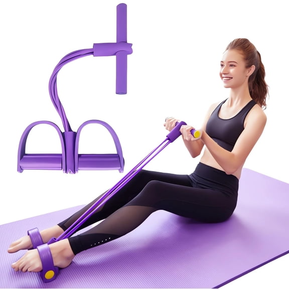 Fitness Resistance Bands-4 Tube Pedal Ankle Puller 2026 Upgrade Stretch Bands for Exercise Sit Up Exercise Equipment AB Training Auxiliary Device Workout Equipment for Women Men（Purple)
