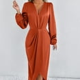 thumbnail image 6 of PFRNLF Dresses for Women ,Womens Long Sleeve Wedding Guest Dress V Neck Cocktail Church Maxi Dresses, 6 of 8