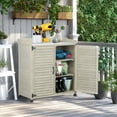 thumbnail image 2 of Outdoor Potting Bench with Metal Work Top - Waterproof Garden Storage Cabinet, Wooden Tool Station Shed for Backyard, Patio, Lawn Gardening, 2 of 8