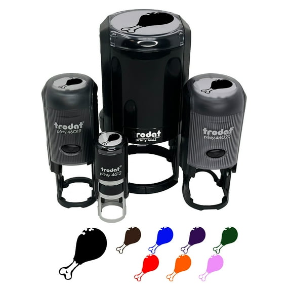 Chicken Drumstick Meat Food Self-Inking Rubber Stamp Ink Stamper - Orange Ink - Small 3/4 Inch