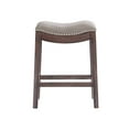 thumbnail image 3 of Alaterre Furniture Williston Counter Height Stool, Dark Brown, Solid Rubberwood Frame with Gray Linen-Like Upholstered Seat, Dark Brown, 3 of 7