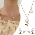 thumbnail image 4 of Elegant Alloy Tulip Flower Necklace and Earrings Set for Women Gift Giving Occasions, 4 of 6