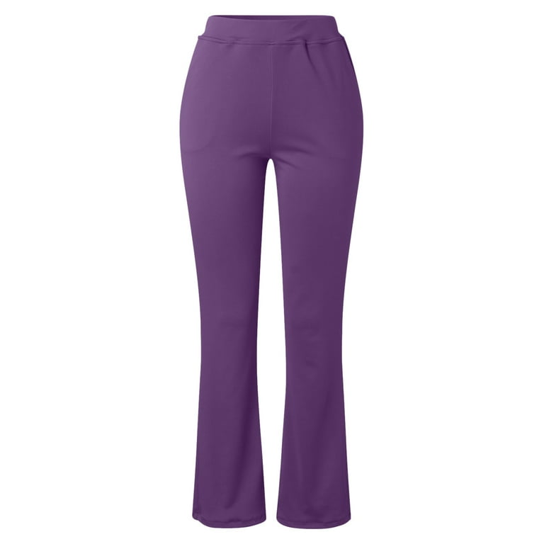 Women's Pants Casual Solid Color Comfy Low Rise Pants for Women Fashion  Slim Fit Daily Trendy Womens Pants Comfy Flare Lightweight Party Vacation  Summer Beach Pants（Purple,M） 