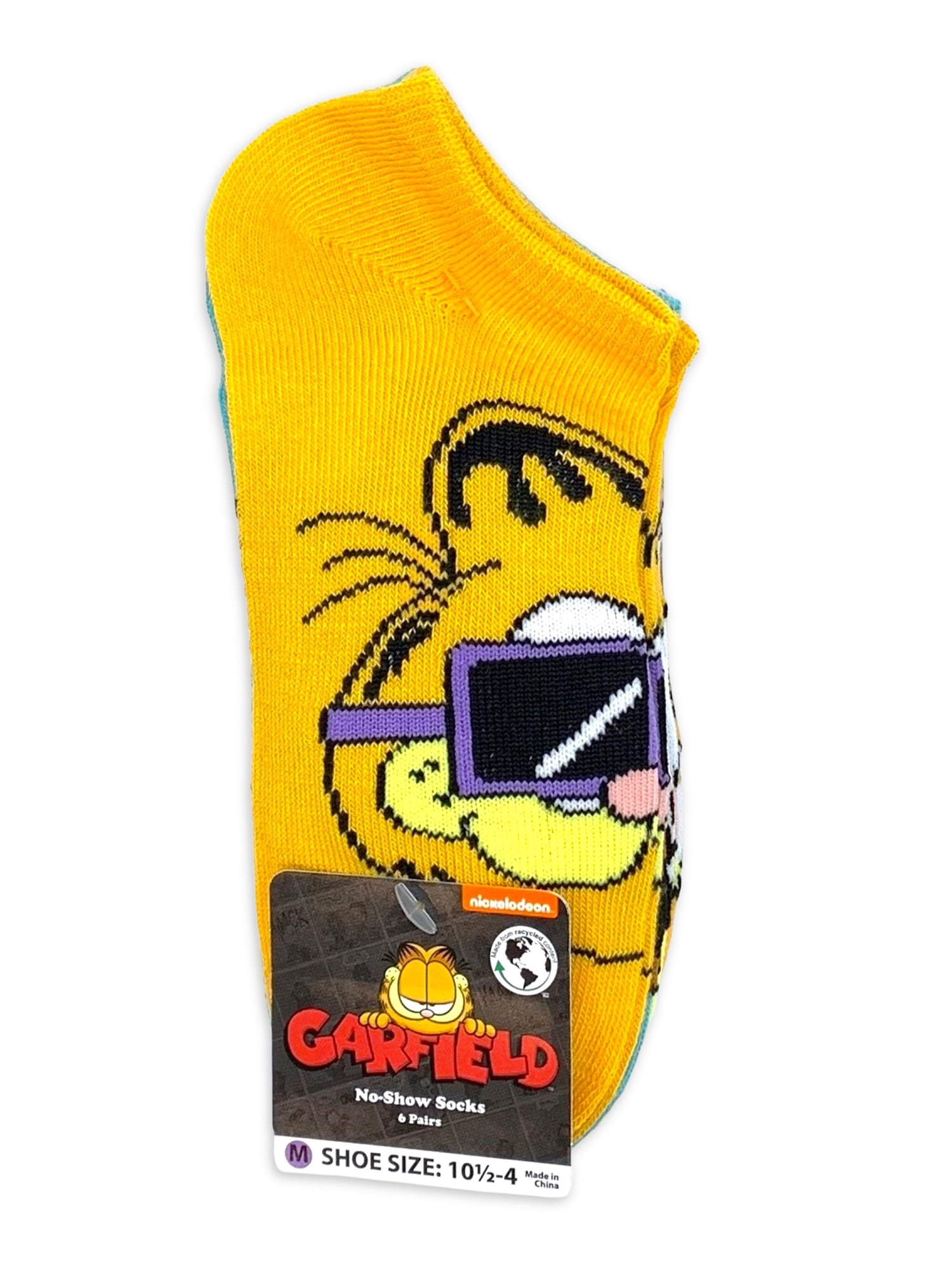 Garfield, Girls No-Show Socks, 6-Pack, Sizes S-L