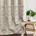 thumbnail image 6 of Curtainking Damask Printed Curtains for Bedroom Living Room Vintage Linen Textured Thermal Insulated Curtains Grommet 2 Panels 54 inch Length Taupe on Greyish Beige, 6 of 11