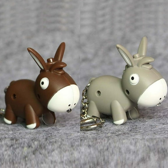 SmartBy Lovely Donkey Pendant LED Sound Keyring Car Key Chain Handbag Hanging Decor Gift