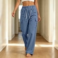 thumbnail image 2 of Cmtiyu Women's Cargo Pants, Baggy High Waist Drawstring Wide Leg Pants with Pockets, Casual Outdoor Jogger Pants, S-2XL, 2 of 9