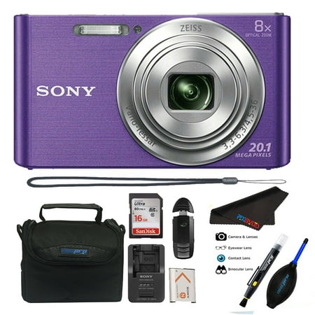 Sony DSC-W830 Digital Camera (Purple) + 20.1 MP,8X Optical Zoom + Pixi Intermediate Bundle