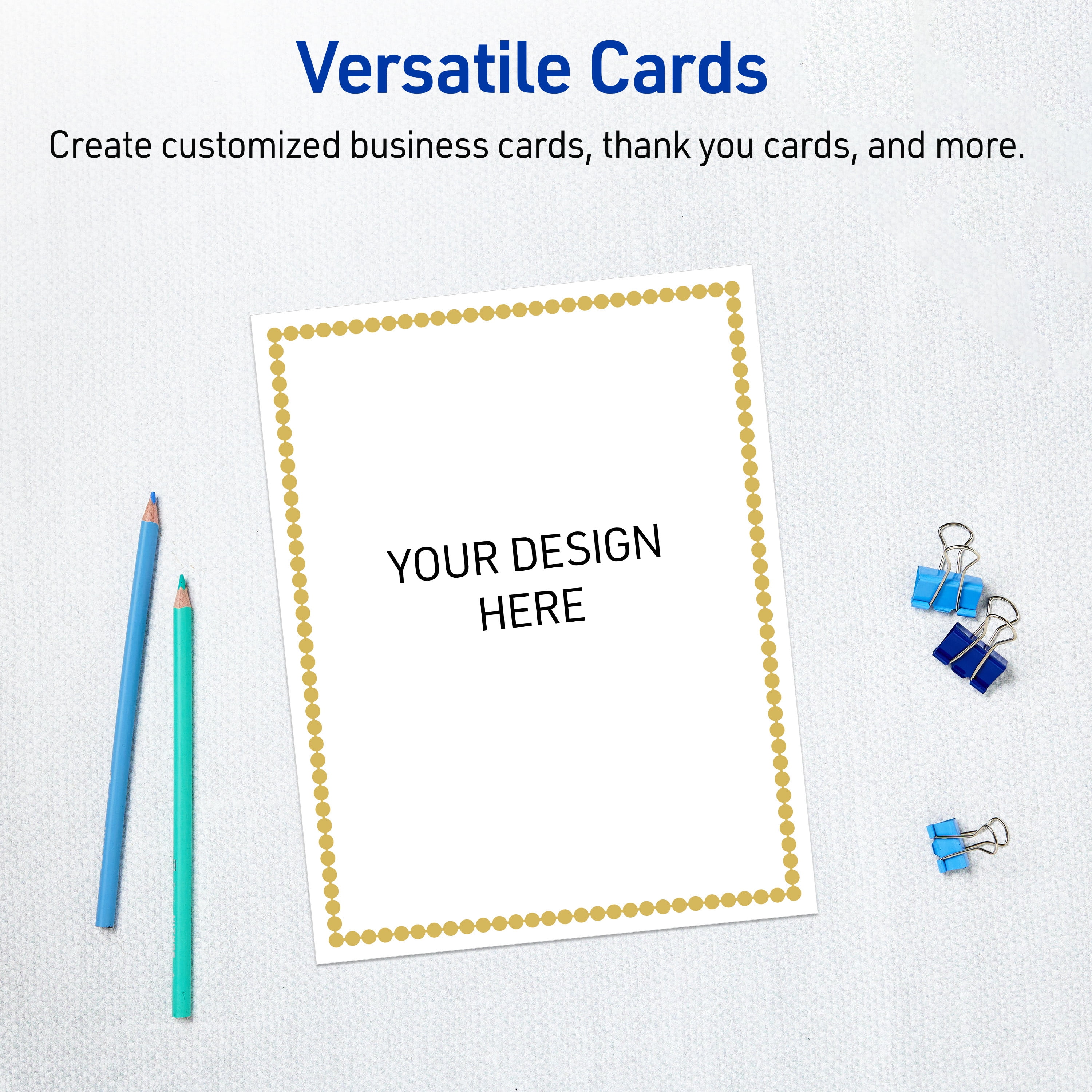 Avery Cardstock, 8.5" x 11", Matte White, Gold Beads