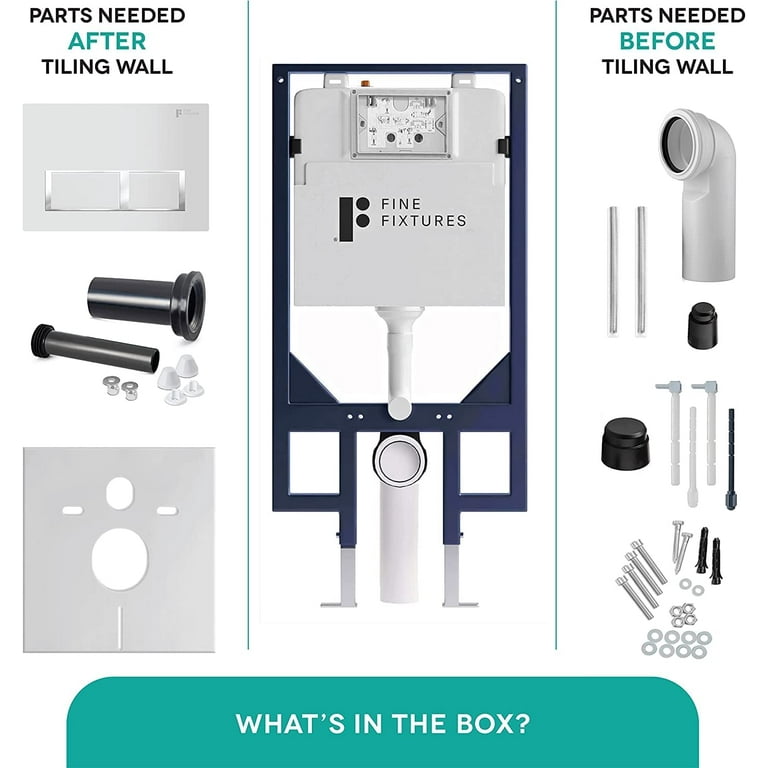 In-Wall toilet Combo Set - Toilet Bowl With Soft-Close Seat, Wall Hung Tank  And Carrier System, Push Buttons Included