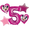 thumbnail image 2 of Minnie Mouse Happy Helpers Heart Shaped 5th Birthday Party 5 Piece Mylar Balloons, 2 of 6