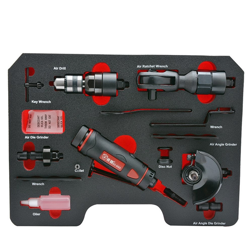Pneumatic 5-in-1 Tool Set, Pneumatic Drill Pneumatic Engraving Machine Angle Grinder Ratchet Wrench Hand Tool ,Long Service Life