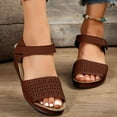 thumbnail image 2 of Xijirk Women Sandals Everyday Casual Wear Open Toe Design Hollow Out Wedge Heel Women Sandals Comfortable Summer Footwear for Daily Use,Brown,8.5, 2 of 7