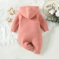 thumbnail image 3 of Frostluinai Baby Girls' Knitting Jumpsuit New Born Baby Button Down Winter Sweater Toddler Lined Onesie Pajamas Warm Hooded Romper Pram for Infant, 3 of 9