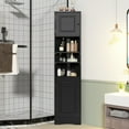 thumbnail image 2 of PORKISS 66.9" Tall Corner Cabinet with 2 Barn Doors, 6 Tier Bookcase Storage Cabinet with Adjustable Shelves, Corner Storage Cabinet for Bathroom, Living Room, Kitchen, Black, 2 of 12