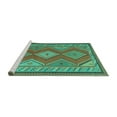 thumbnail image 2 of Ahgly Company Machine Washable Indoor Rectangle Oriental Turquoise Blue Traditional Area Rugs, 6' x 9', 2 of 4