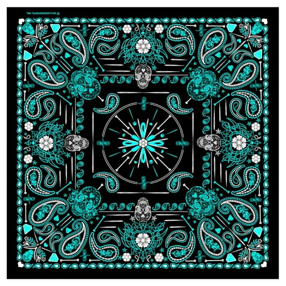 Hot Leathers BAB1072 Ladies Blue Paisley Skulls Bandana 21X21