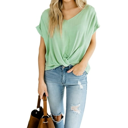 Women's Ladies Summer Loose Tops Three Quarter Sleeve
