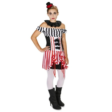 Carn-Evil Vintage Striped Clown Dress Tween Costume