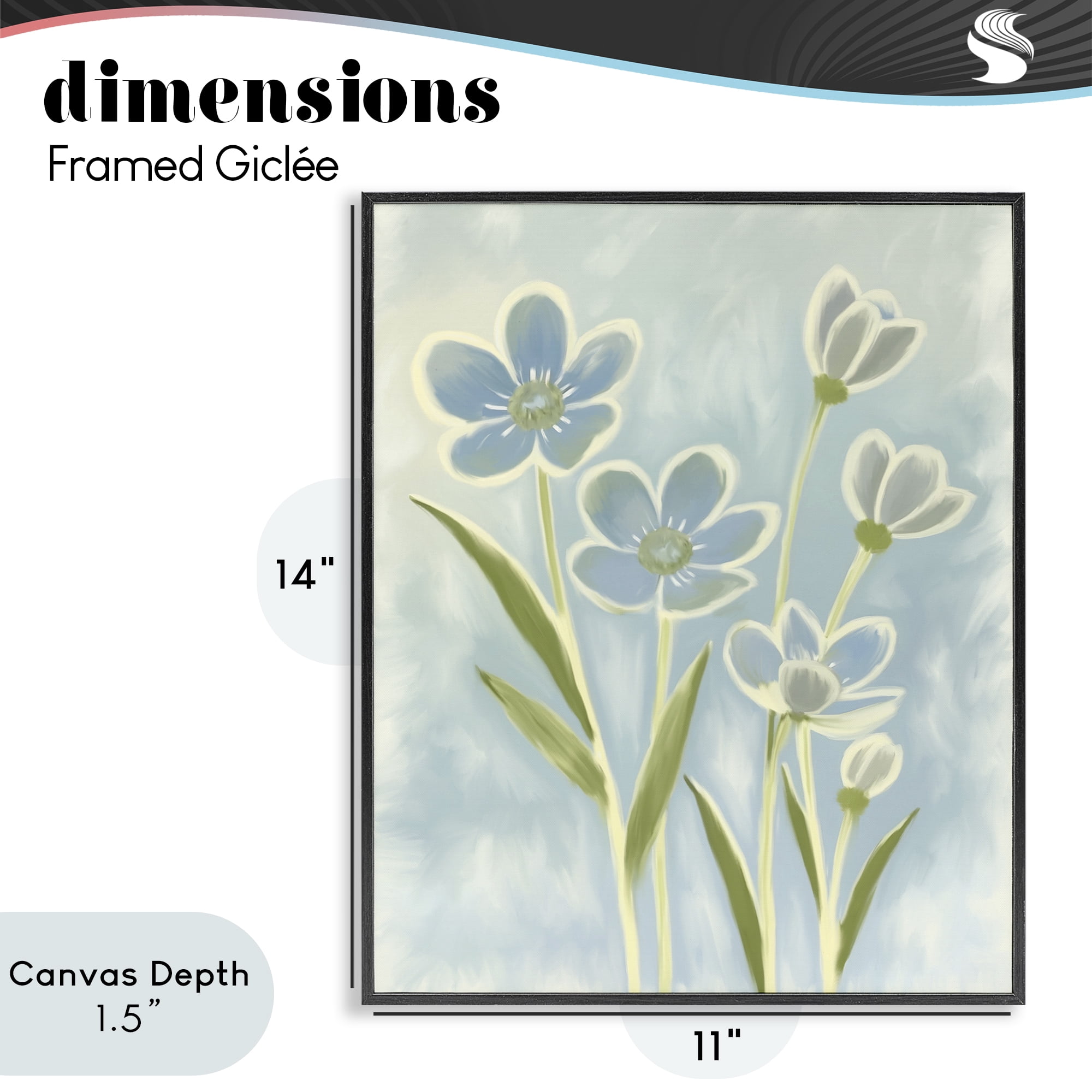 Stupell Industries Blue Petals Contour Black Framed Giclee Art, design by Kim Allen
