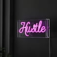 thumbnail image 5 of Hustle 11.88" X 5.88" Contemporary Glam Acrylic Box USB Operated LED Neon Light, Pink, 5 of 7