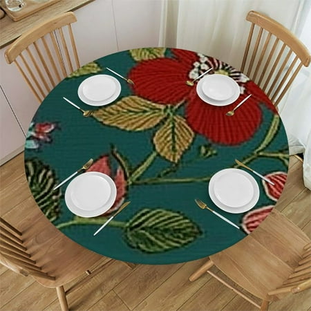 

Patifu Flowers Leaves Stem Round Tablecloth 100% Polyester Stain-Resistant Washable Ideal for Indoor and Outdoor Use Restaurants Weddings Parties 46 -50