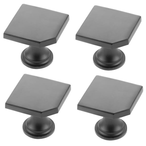 HDJNal 4Pcs Black Cabinet Knobs - Classic Zinc Alloy Drawer Pulls,Square Shape ,Decorative Antique Handles Pulls for Furniture, Kitchen, Dresser, Wardrobe, Door, Office