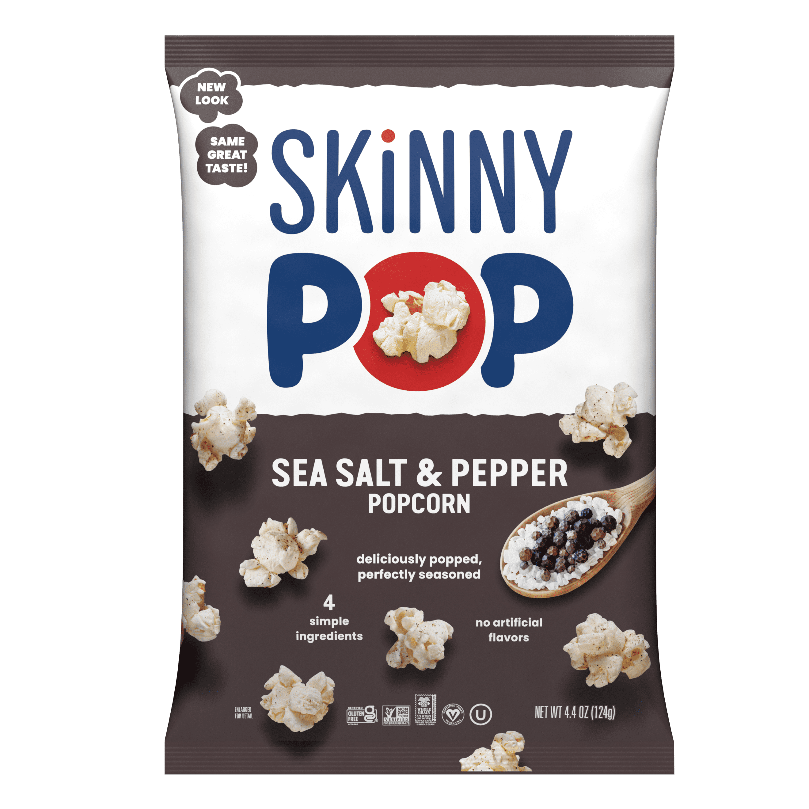 (3 pack) SkinnyPop Gluten-Free Sea Salt & Black Pepper Popcorn Snack, 4.4 oz