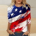 thumbnail image 5 of Conairie 4th of July T Shirt Women Crew Neck Loose 3/4 Sleeve Patriotic Shirts With Flag Stars Stripes Holiday Commemorative Tops Red XXXXXL, 5 of 6