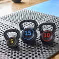thumbnail image 4 of Everyday Essentials Wide Grip 3-Piece Kettlebell Set, includes 5 Lbs, 10 Lbs, 15 Lbs, 4 of 6