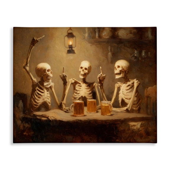 Skeletons Drinking at Tavern Canvas Wall Art, design by Arlington Prints