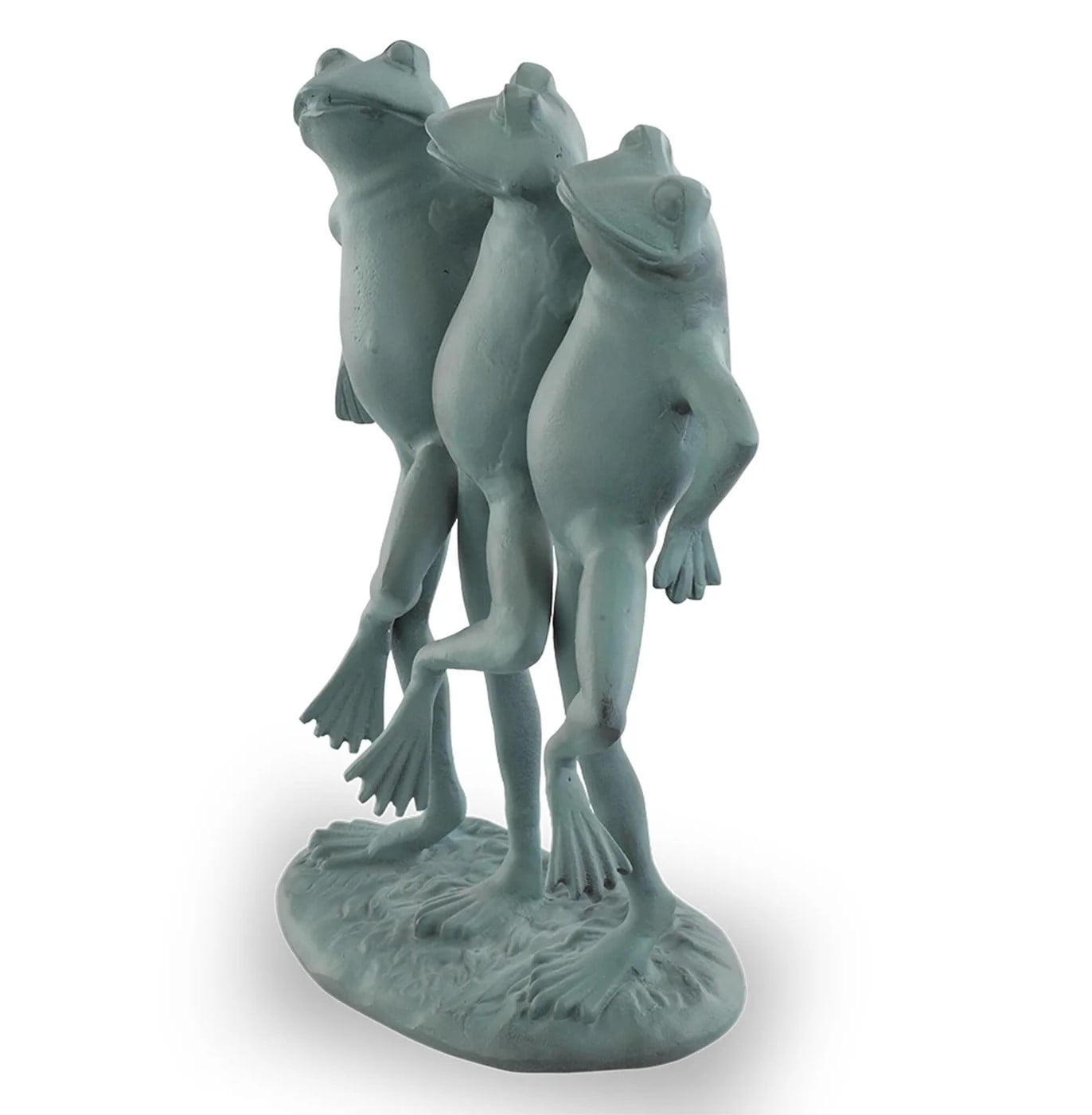 Dancing Frog Trio Verdigris Green Metal Garden Sculpture