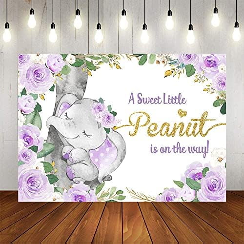 Purple Elephant Baby Shower Backdrop Lavender Floral Elephant Baby Shower Background A Sweet Little Peanut is on The Way Elephant Baby Shower Decorations for Girls 7x5 Walmart