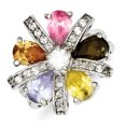 thumbnail image 1 of 925 Sterling Silver Multi Color Cubic Zirconia Cz Flower Ring Leaf, 1 of 6