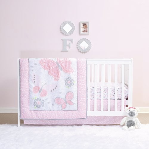 Mariposa 4 Piece Pink Butterfly Flower Garden Baby Girl Crib