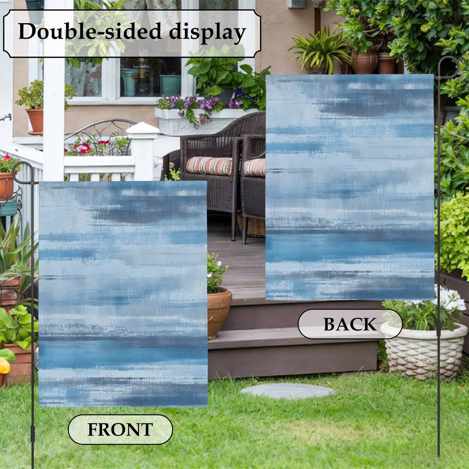 Light Blue Paint House Flag 28 x 40 Inches, Watercolor Abstract Blue Stripes Weather Proof Outdoor Patio Flags Double Sided Small House Decoration for Yard Lawn Outside Home