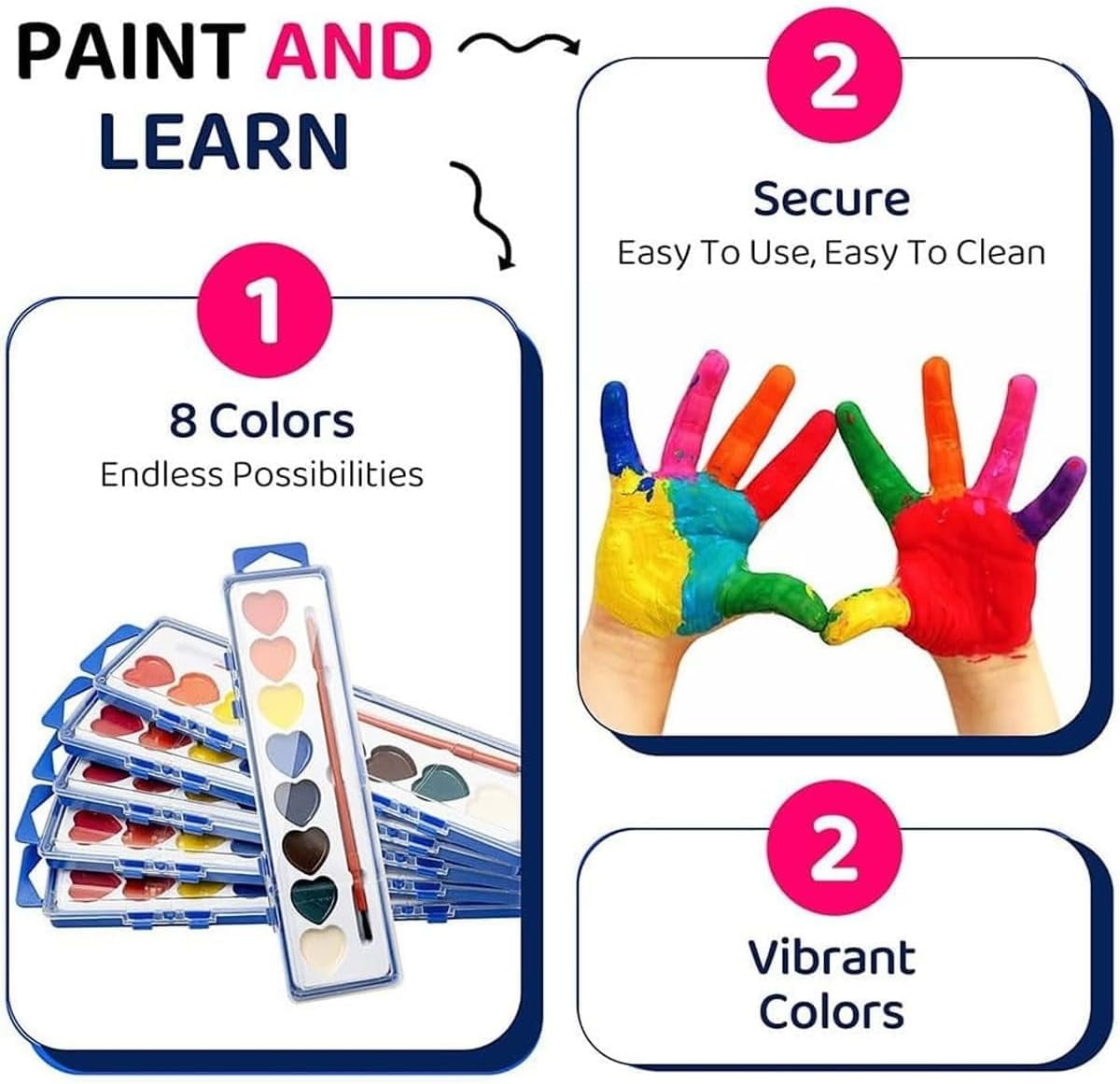Heart Watercolors,Heart Paint Set,Heart Shaped Paint Palette,Heart Watercolor Paint Set,Class Valentine Paint Set,Heart Shaped Watercolor Paint Set,Heart Watercolor(24pcs 8.66*1.96in)from ANMUYUM