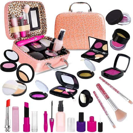 21 Pieces Kids Makeup Set Girls Games Pretend Makeup Toys with Cosmetic Bag, Safe and Non-toxic, Suitable for Kids Games Halloween Christmas Birthday Party