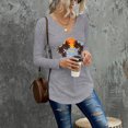 thumbnail image 4 of Sudadera Mujer Cuello En V Manga Larga Loose Fit Coconut Tree Print Casual Pullover Top Gris L, 4 of 6