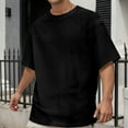 thumbnail image 2 of Mens Shirts,Short Sleeve T Shirt Jacquard Solid Color Loose Fit Casual Sportswear,Long Sleeve Shirts for Men,Z03 Black,XL, 2 of 5