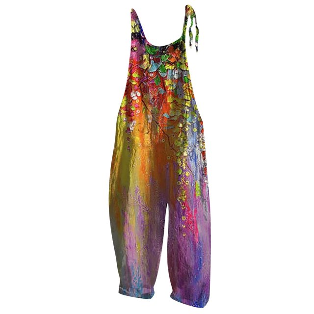 Mono Para Mujer, Mono Informal A La Moda Con Hombros Descubiertos, Mono Con Tirantes Estampados, Pantalón de Pierna Ancha Odeerbi ODB-4