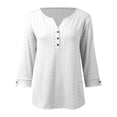 thumbnail image 4 of Fgnfyis T Shirts For Women Summer 3/4 Sleeve V Neck Long Sleeved Casual Loose Fitting Solid Color Top Womens Long Sleeve Tops White XL, 4 of 5