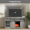 thumbnail image 2 of Furniwell Electric Fireplace TV Stand for TVs up to 65", Media Entertainment Center with 26” Fireplace, Farmhouse Console with Sliding Barn Door and Adjustable Storage Shelves for Living Room (Gray), 2 of 9