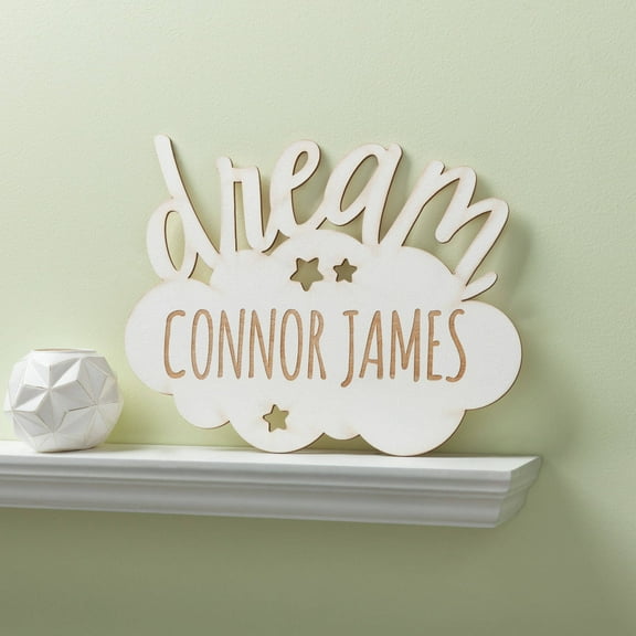 Personalized Antique White Dream Kids Wood Plaque