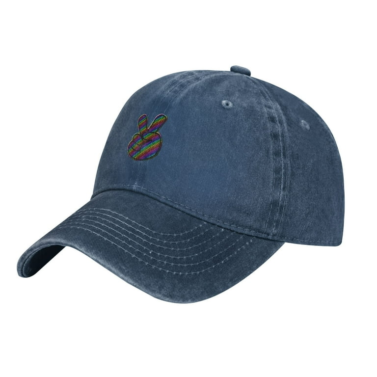 Peace Sign Vintage Dad Hat - Embroidered Cotton Baseball Cap, Adjustable Distressed Style, Unisex