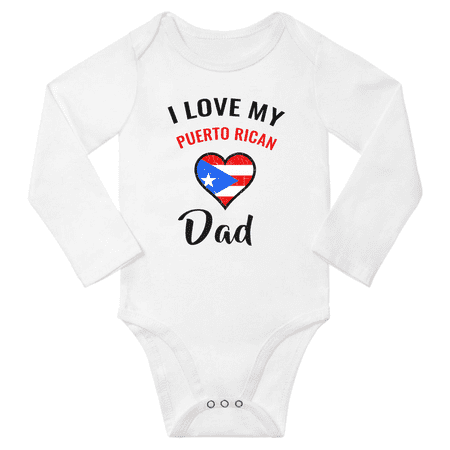 

I Love My Puerto Rican Dad Baby Long Slevve Rompers Bodysuit (White 12-18 Months)