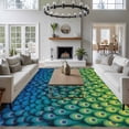 thumbnail image 3 of Large Area Rugs for Living Room Bedroom, Ombre Peacock 8'x10' Rug Washable Carpet Runner Indoor Outdoor, Vintage Abstract Peacock Feather Gradient Blue Non Slip Floor Mats Rug for Kitchen, Patio, 3 of 8