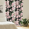 thumbnail image 2 of Ambesonne Floral Curtains, Pinkish Magnolias Pattern, Pair of 28"x63", Jade Green and Pastel Pink, 2 of 5
